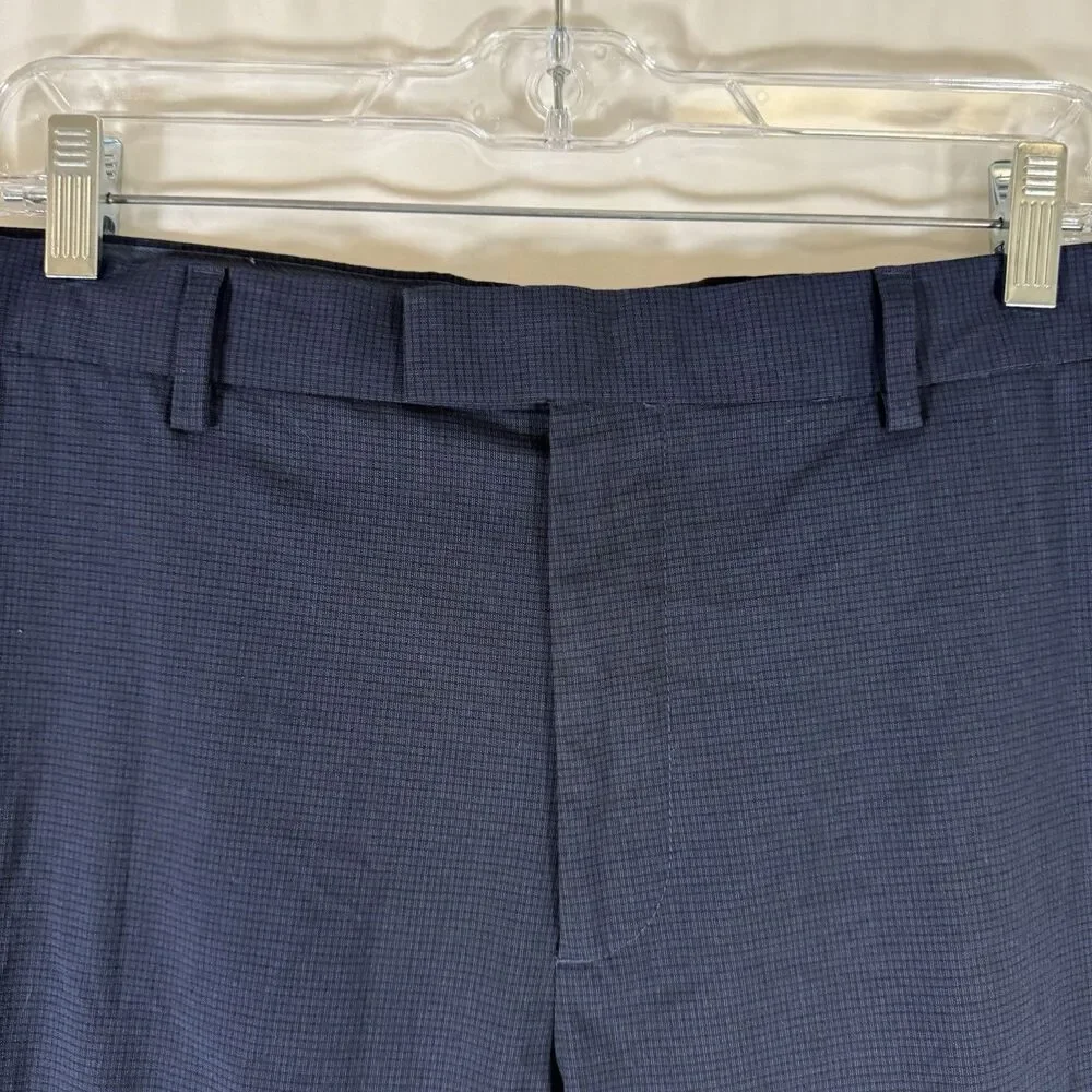 Banana Republic Standard Fit Pants Men's 34x32 Blue Plaid Flat Front Office